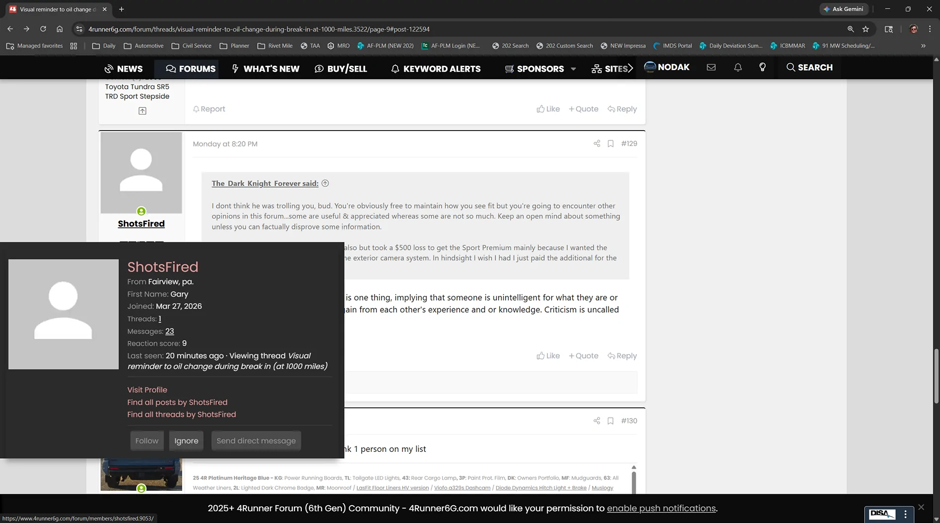 2025 2026 4runner 6th gen Visual reminder to oil change during break in (at 1000 miles) 1776857560509-4