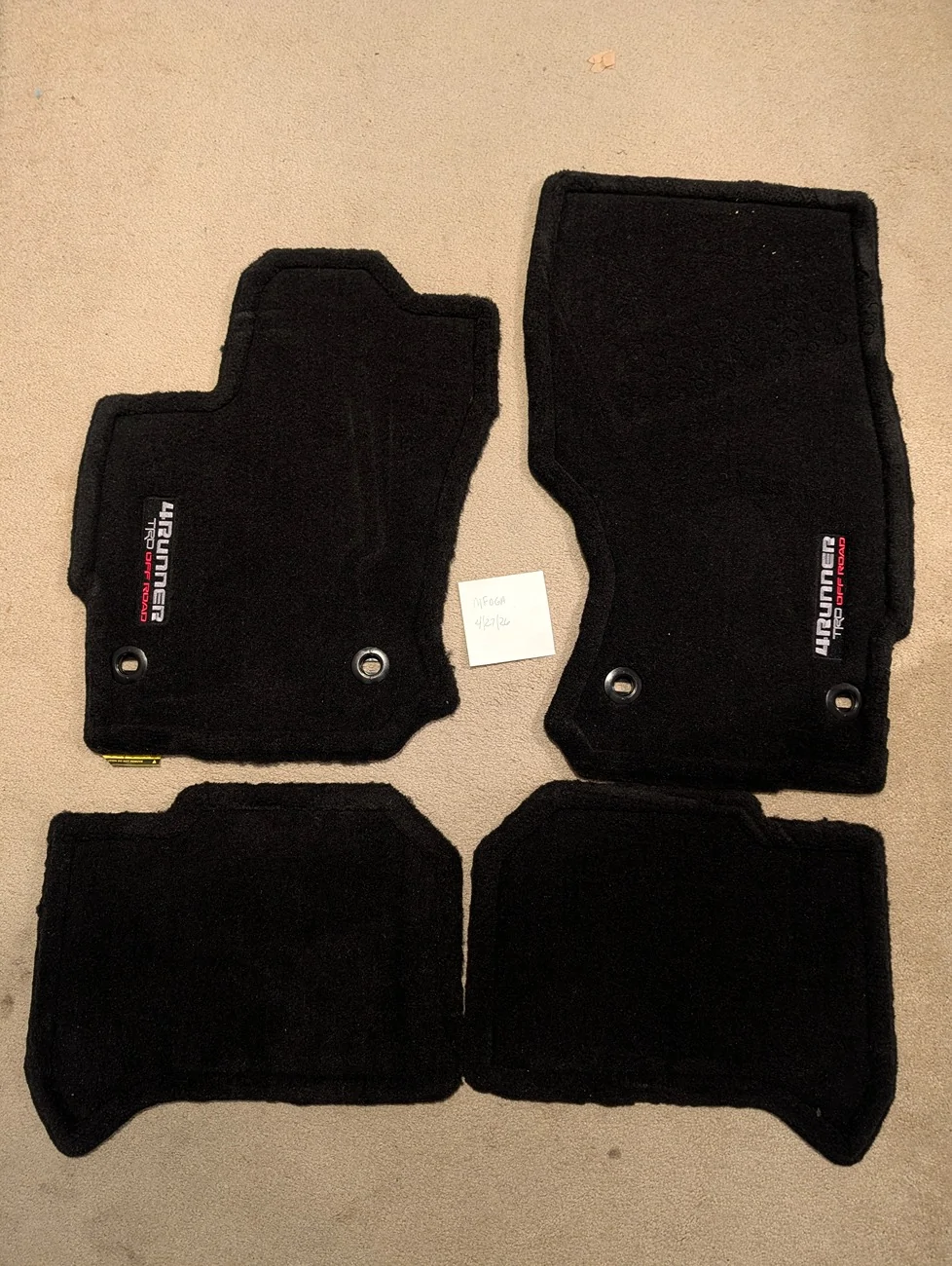 2025 2026 4runner 6th gen TRD Off Road carpeted floor mats PXL_20260428_031759342