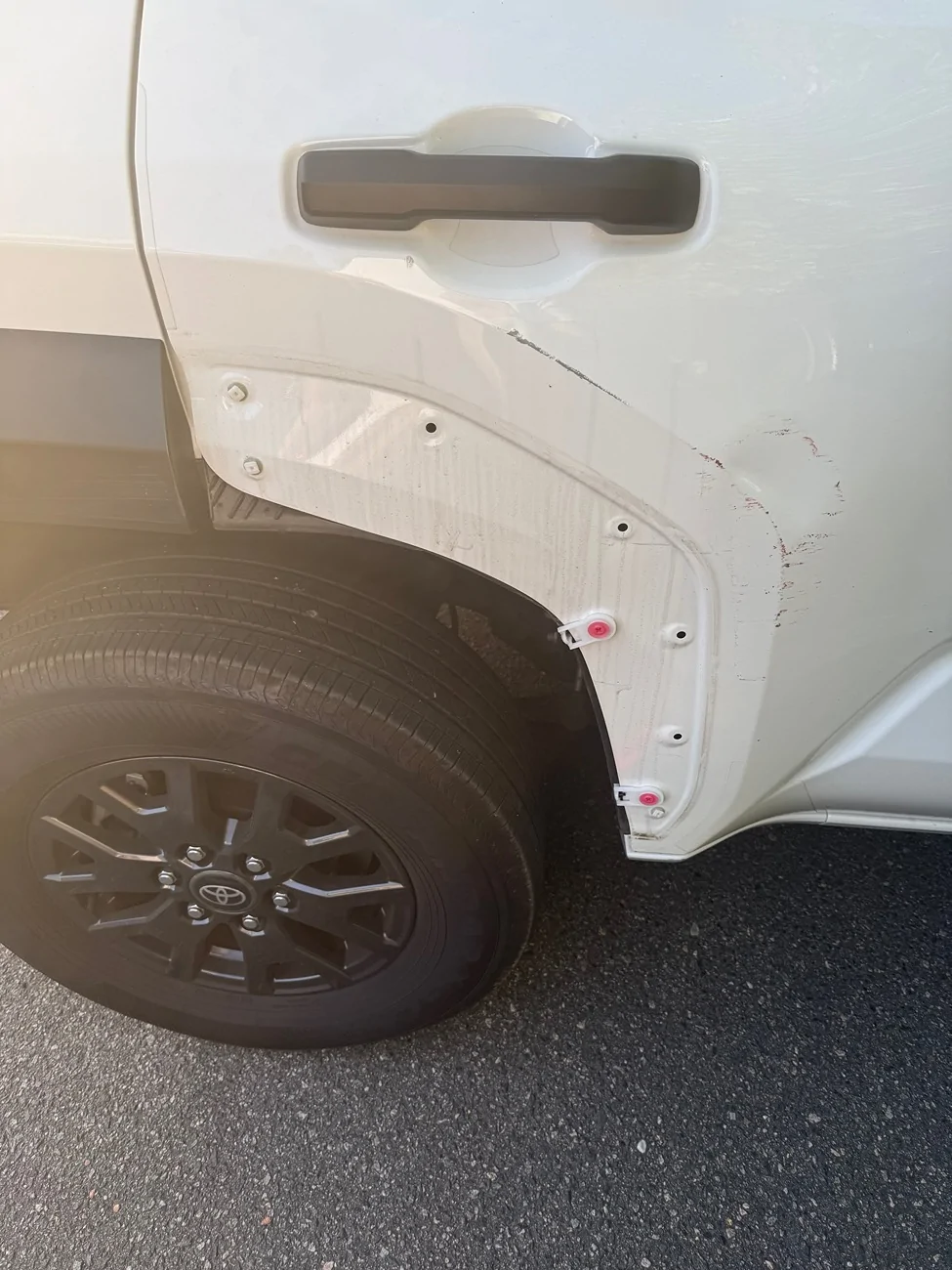 2025 2026 4runner 6th gen My passenger side rear door got a scruff. Here’s the picture, whats the best remedy replace the door or is it fixable? IMG_5499