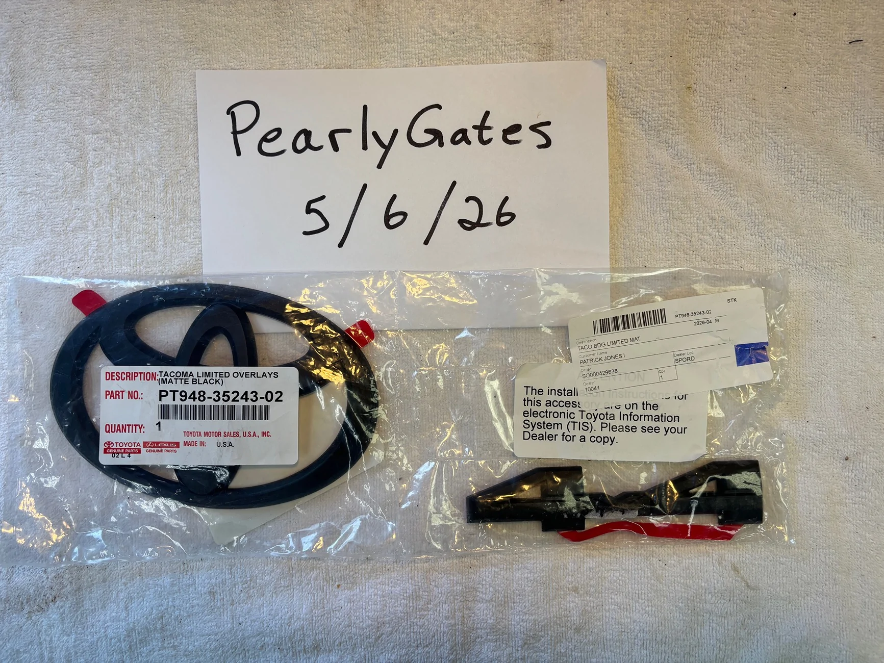 2025 2026 4runner 6th gen Black Badge Overlay #PT948-35243-02, $30 + shipping IMG_3159