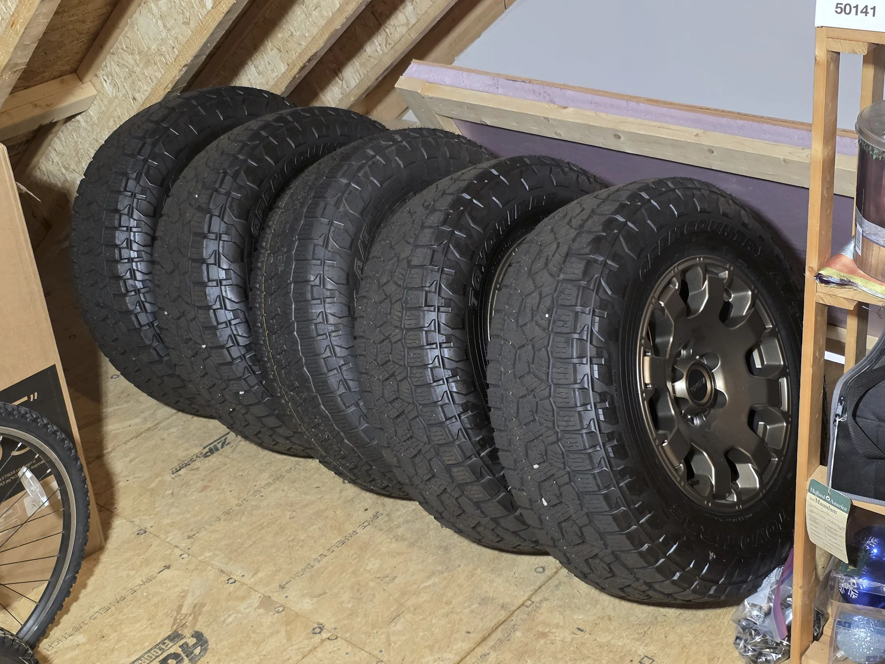 2025 2026 4runner 6th gen WTS: Complete set Trailhunter bronze wheels & tires 20260507_181348