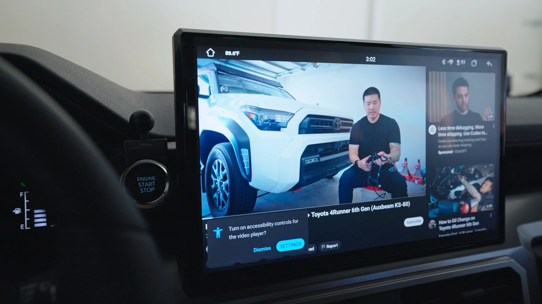 2025 2026 4runner 6th gen Installed Aftermarket 14 Inch Screen Head Unit Upgrade (CarTrimHome C12) CTHome YouTube Player