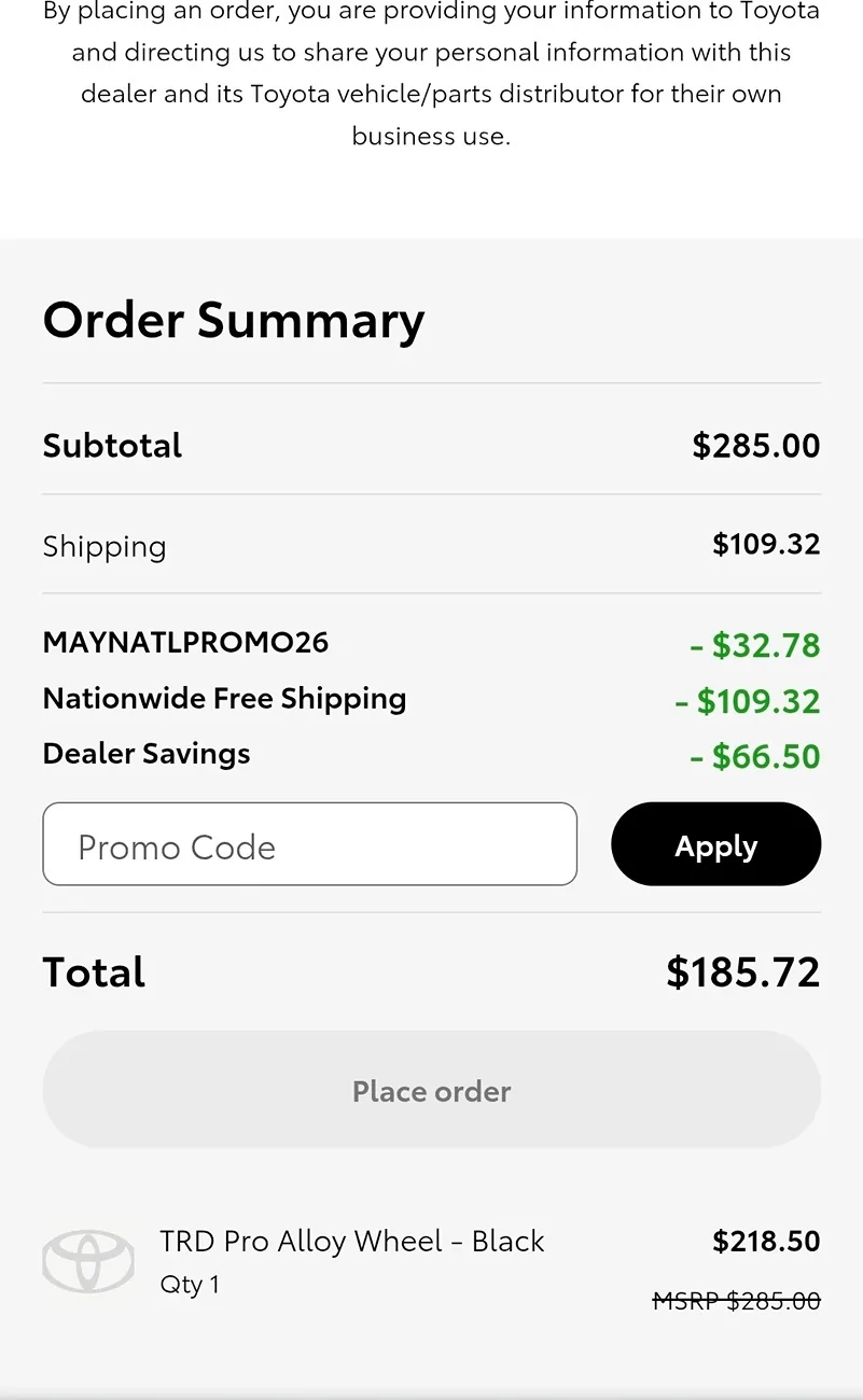 2025 2026 4runner 6th gen 15% sale on Toyota OEM parts for Memorial Day - 2026 Screenshot_20260518_145036_Brav