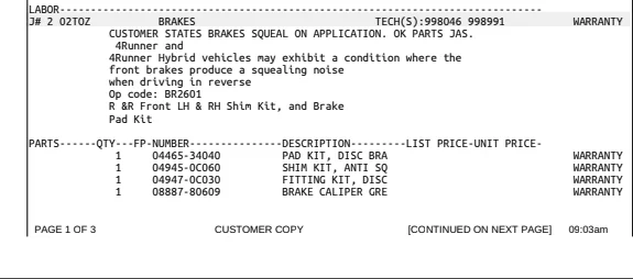 2025 2026 4runner 6th gen Front Brake Squeal Noise Fix - official TSB brakes fix! (TSB-0046-25) Screenshot 2026-06-08 at 11.19.55 AM