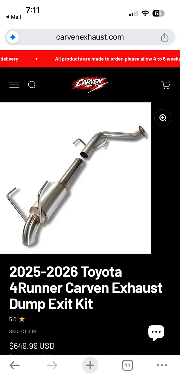 2025 2026 4runner 6th gen New Carven Dump-kit Exhaust (Gas Models Only) $400 IMG_6263