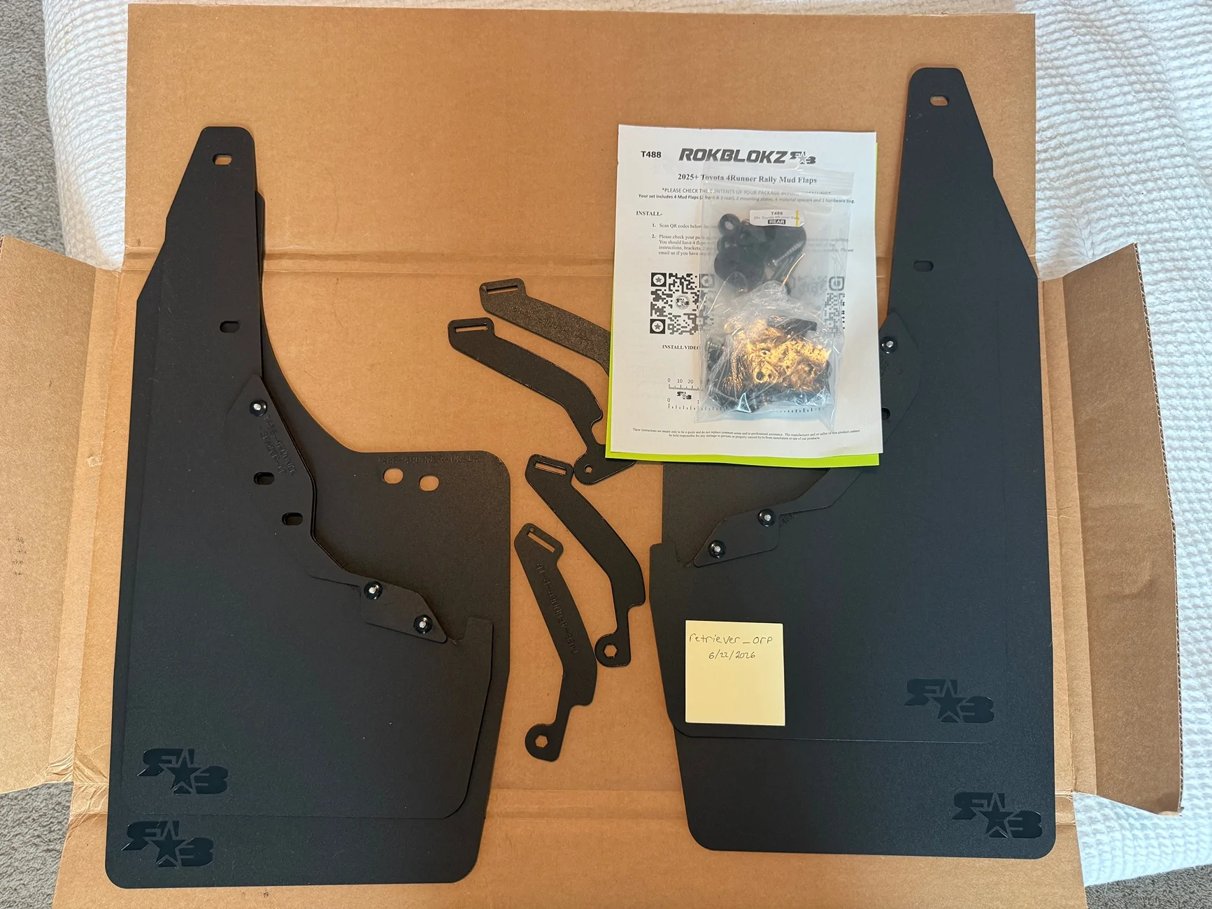 2025 2026 4runner 6th gen RokBlokz Rally Mud Flaps (Black Logo) IMG_1002