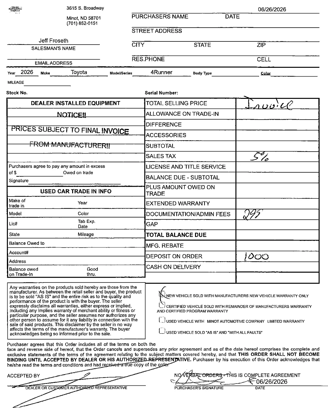 2025 2026 4runner 6th gen My Journey For A 2nd Platinum 2026-06-26 4Runner Allocation Reserve Request 01 Redacted