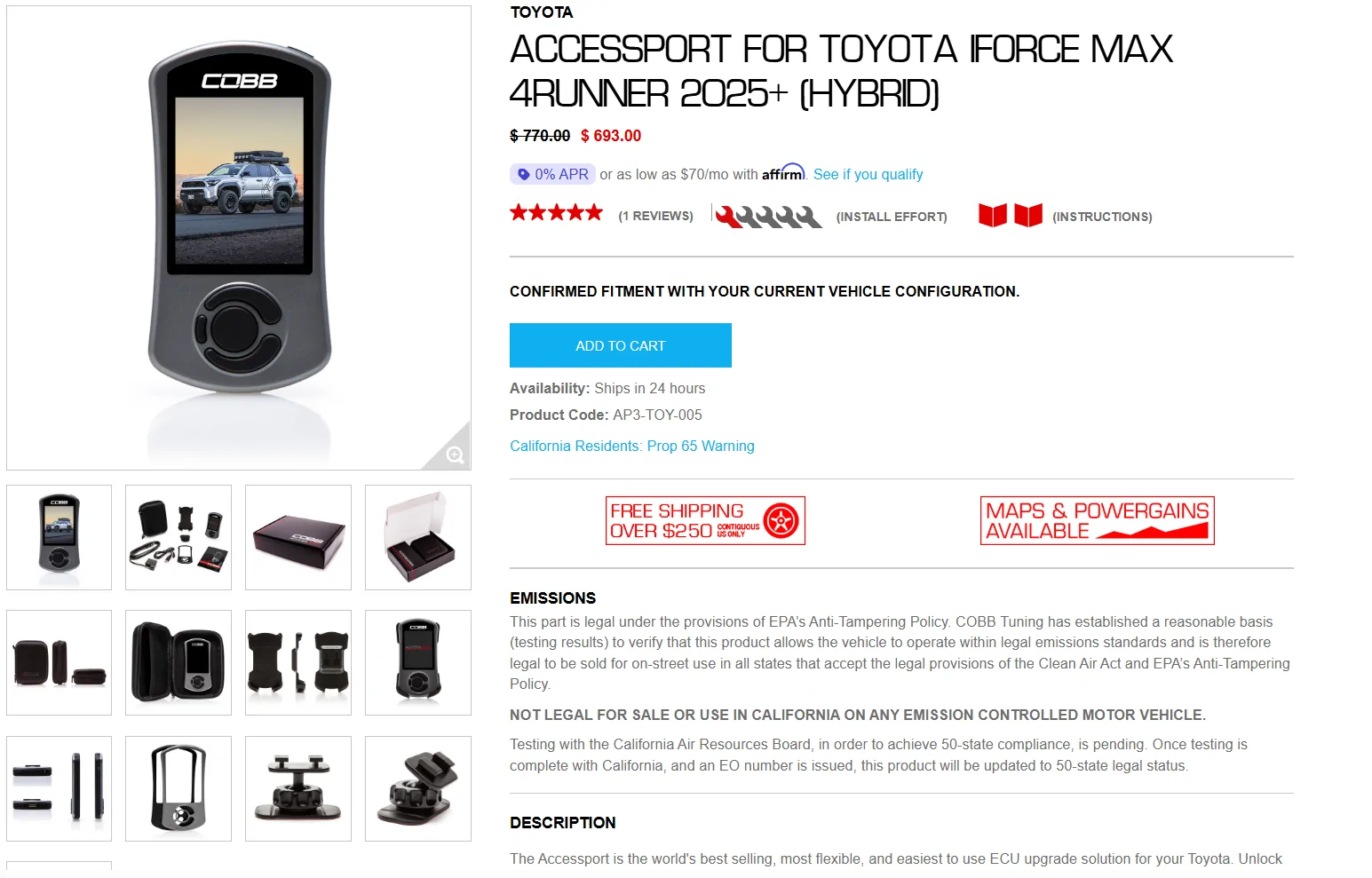 2025 2026 4runner 6th gen WTS - Cobb Accessport AP3-TOY-005 2025+ IForce Max Hybrid Screenshot 2026-07-18 130611