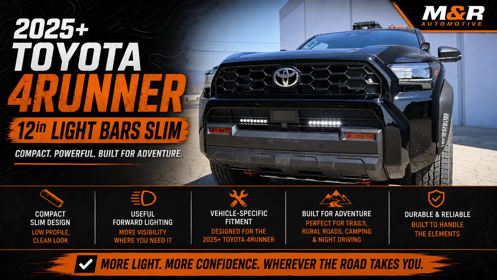 2025 2026 4runner 6th gen Clean, Compact, and Trail-Ready: Dual 12" SLIM Bars for the 2025+ 4Runner 2025 Toyota 4Runner Adventure Lighting Ad  