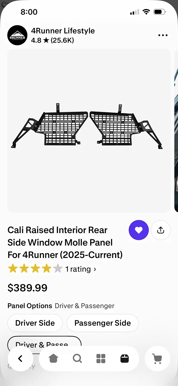 2025 2026 4runner 6th gen cali molle side windows IMG_3510