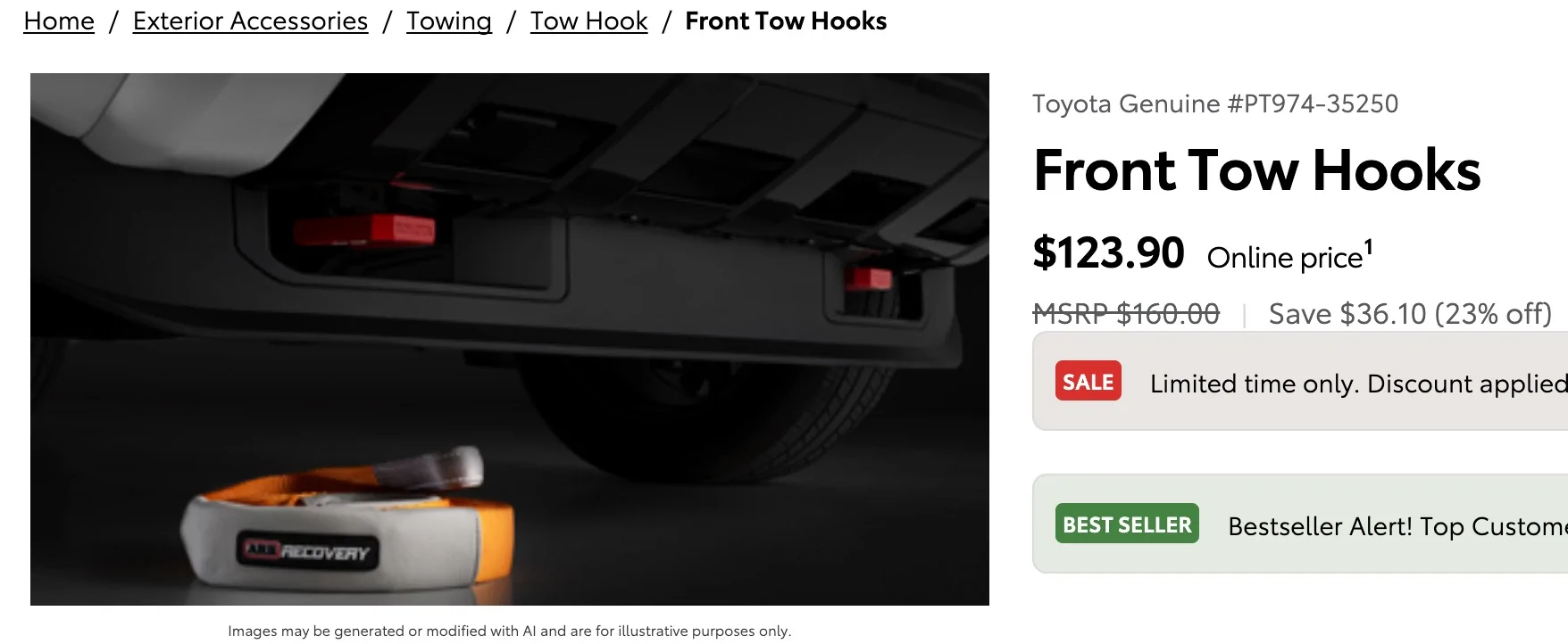 2025 2026 4runner 6th gen Can part # PT974-35250 (Front Tow Hooks) be used for kinetic recovery? Screenshot 2026-09-07 at 6.13.28 PM