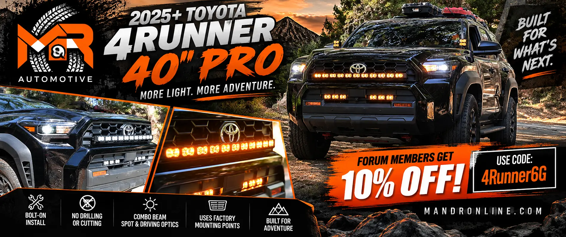 2025 2026 4runner 6th gen Go Big Up Front: 40" PRO Lighting for the 2025+ 4Runner 2025+ 4Runner Off-Road Lighting Promo