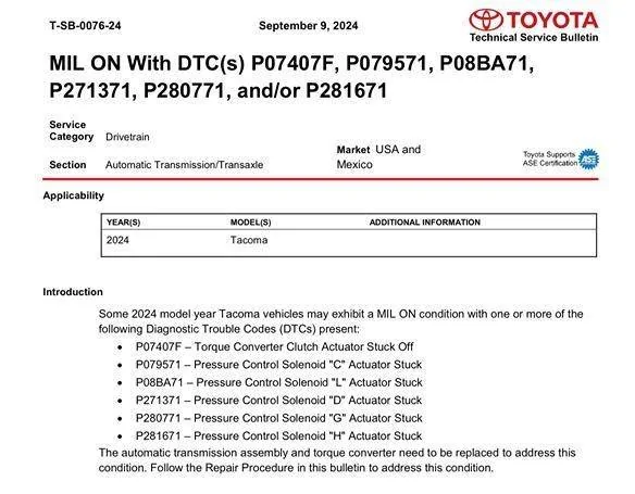 2025 Toyota 4runner Transmission Failures Issue TSB & Fix Released For 2024 Tacoma TSB 2024 tacoma transmission failure issu