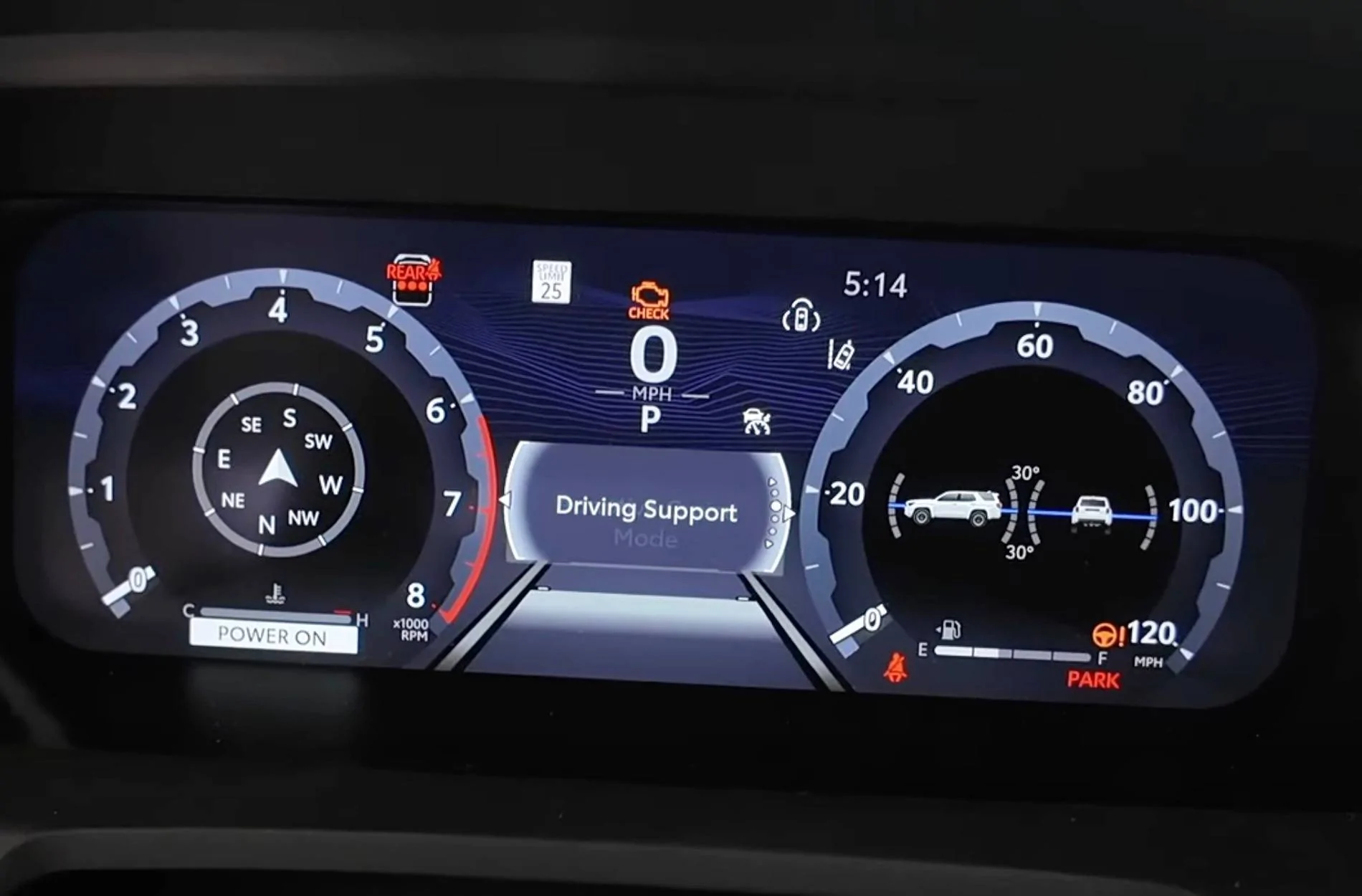 2025 4runner 6th gen Cutting Edge TRD Off-Road (Non-Premium) 2025 4Runner first look -- exterior, interior, cargo area, underbody, suspension, engine bay, roof rails Gauge cluster instrument panel 2025 toyota 4runner trd off-road 1