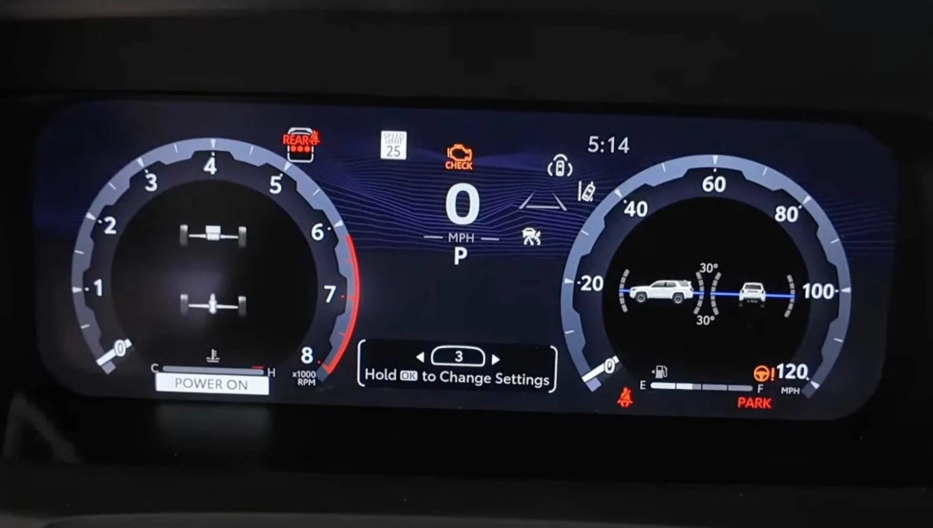 2025 4runner 6th gen Cutting Edge TRD Off-Road (Non-Premium) 2025 4Runner first look -- exterior, interior, cargo area, underbody, suspension, engine bay, roof rails Gauge cluster instrument panel 2025 toyota 4runner trd off-road 2