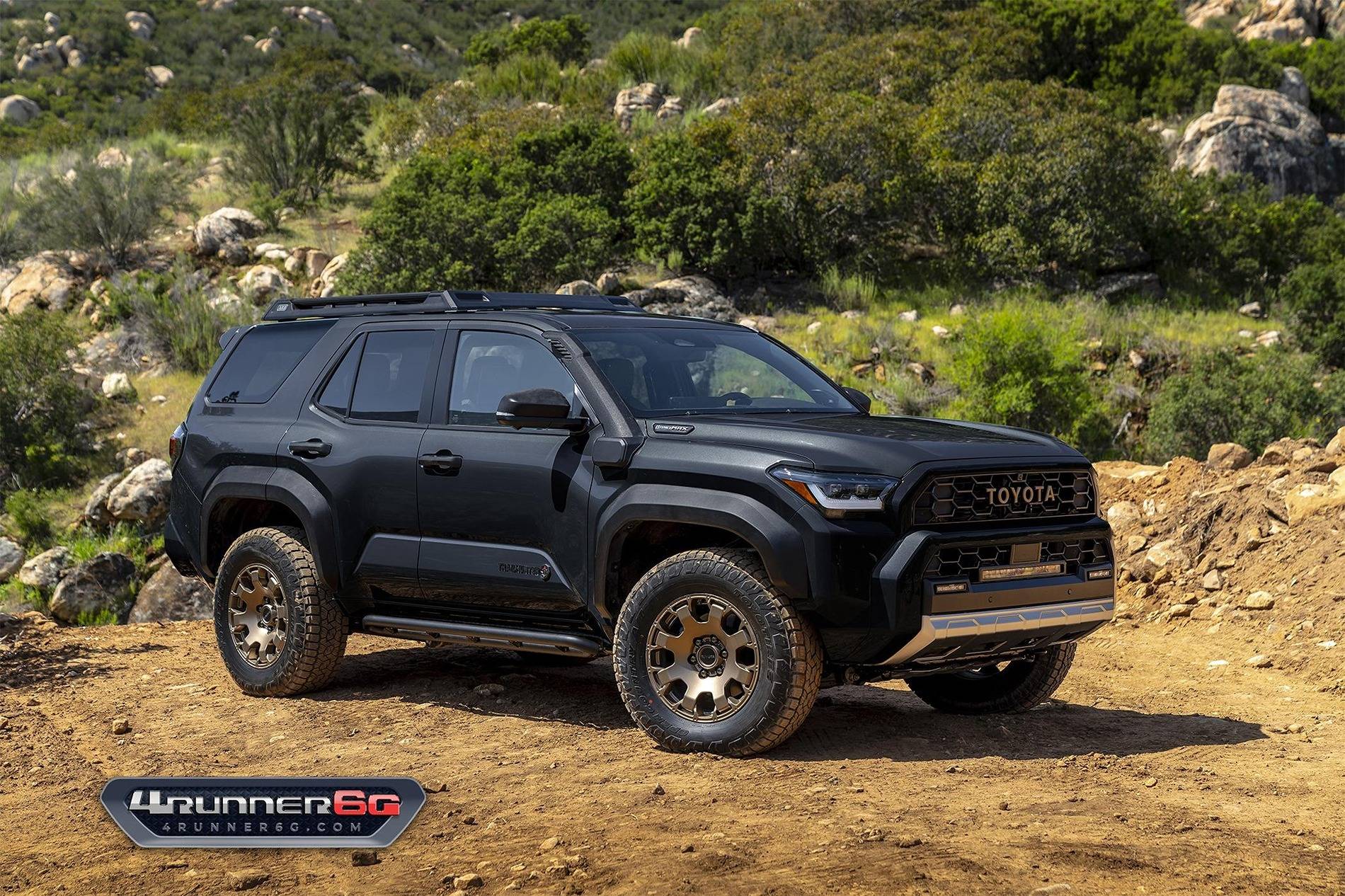 2025 Toyota 4runner TRAILHUNTER Specs, Features, Price -- 2025 4Runner 6th Gen ++ Colors, Interiors, Accessories, Options Black 2025 4runner Trailhunter front