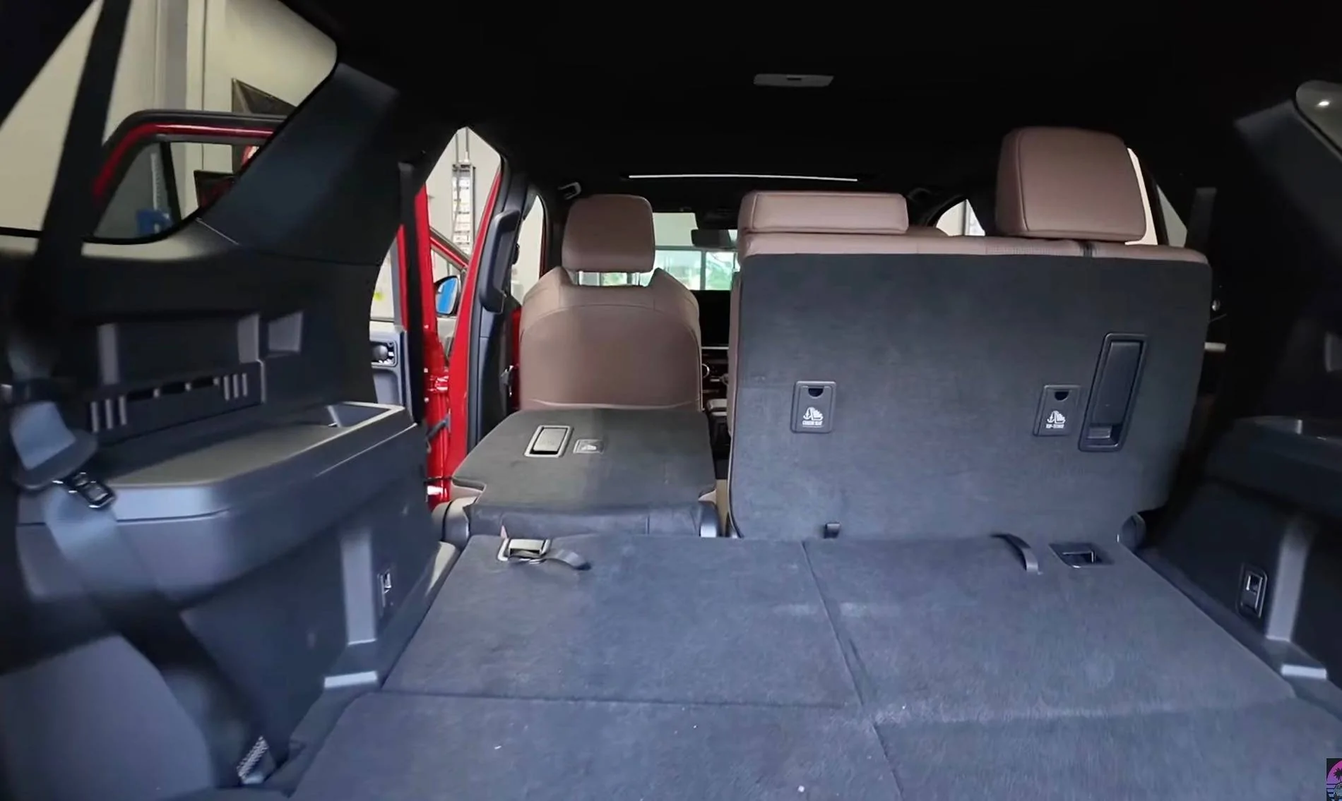 2025 4runner 6th gen 3rd Row Seats in 6th Gen 4Runner: Folded, Legroom, Headroom, Cargo Space -- in Limited Trim 2025 4Runner 6th Gen (Supersonic Red / Portobello) 3rd third row seats folded down legroom headroom dimensions cargo space Limited trim 2025 4ru