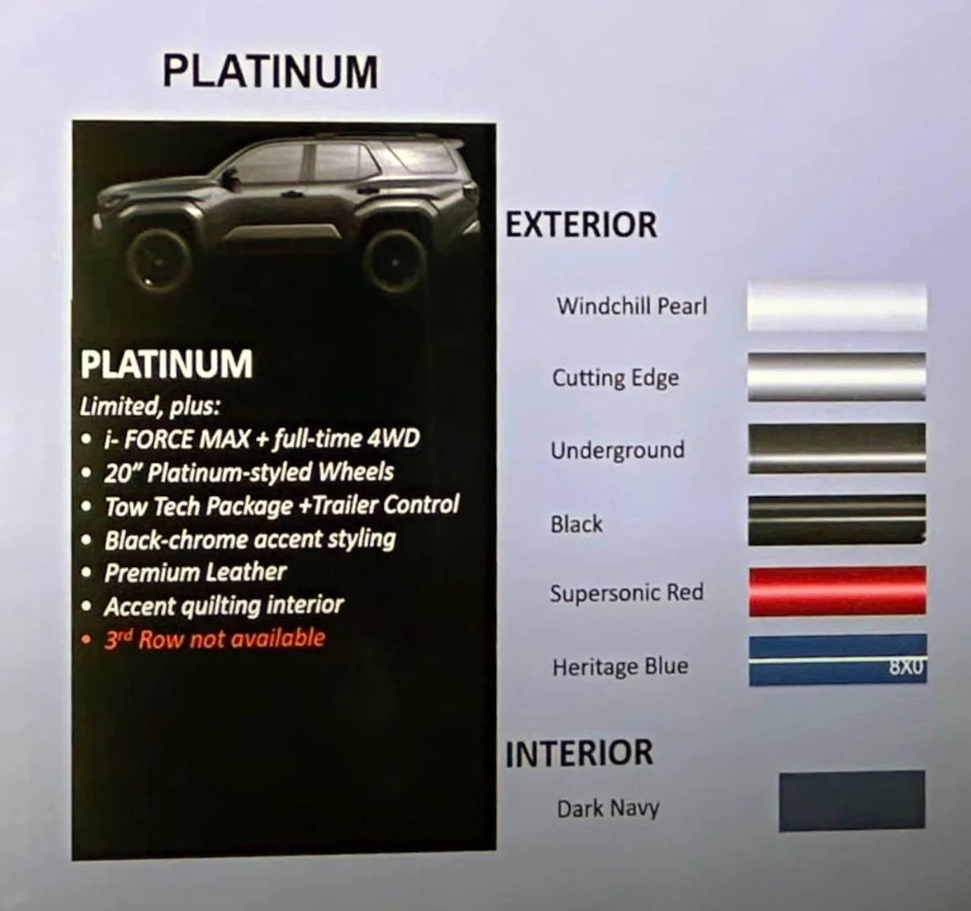 2025 4runner 6th gen PLATINUM Specs, Features, Price -- 2025 4Runner 6th Gen ++ Colors, Interiors, Accessories, Options Platinum 2025 4runner 6th Gen features, colors, interiors