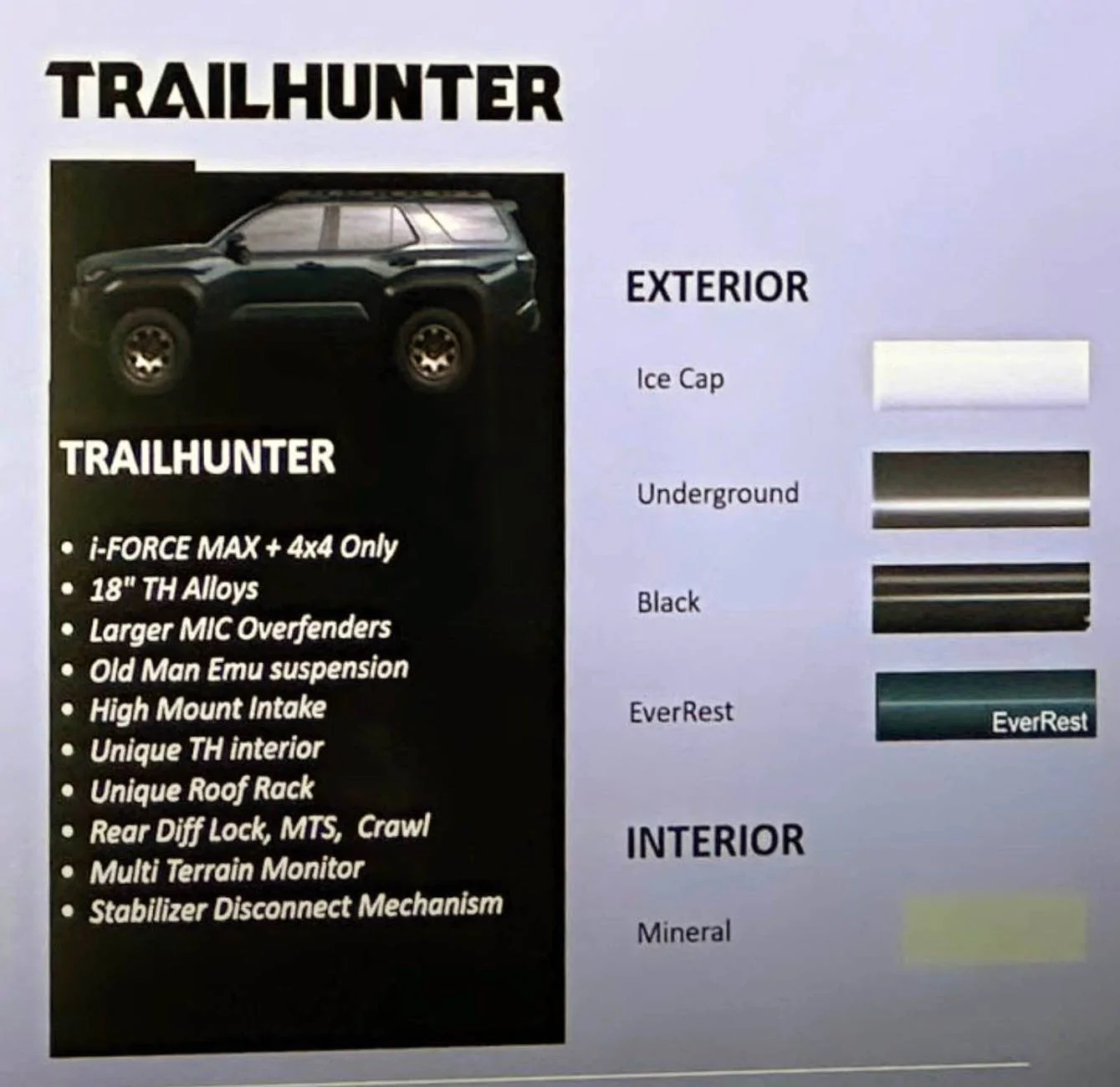 2025 Toyota 4runner TRAILHUNTER Specs, Features, Price -- 2025 4Runner 6th Gen ++ Colors, Interiors, Accessories, Options TRAILHUNTER 2025 4runner 6th Gen features, colors, interiors