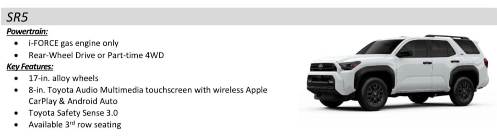 2025 4runner 6th gen SR5 Specs, Features, Price -- 2025 4Runner 6th Gen ++ Colors, Interiors, Accessories, Options SR5 Trim Level Specs Info 2025 4runner 6th gen