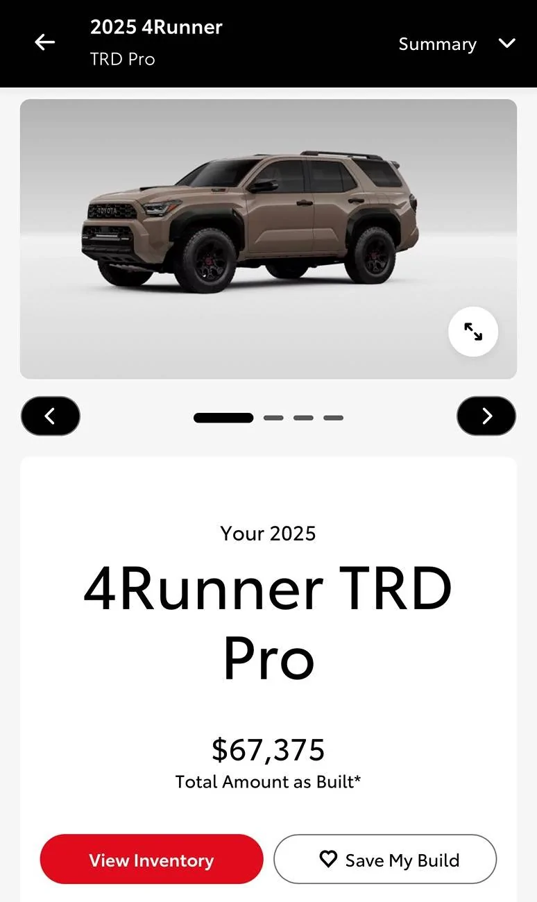 2025 Toyota 4runner Build & Price Configurator for 2025 4Runner models / trims now on Toyota website! [Update: ALL trims now available] IMG_8225