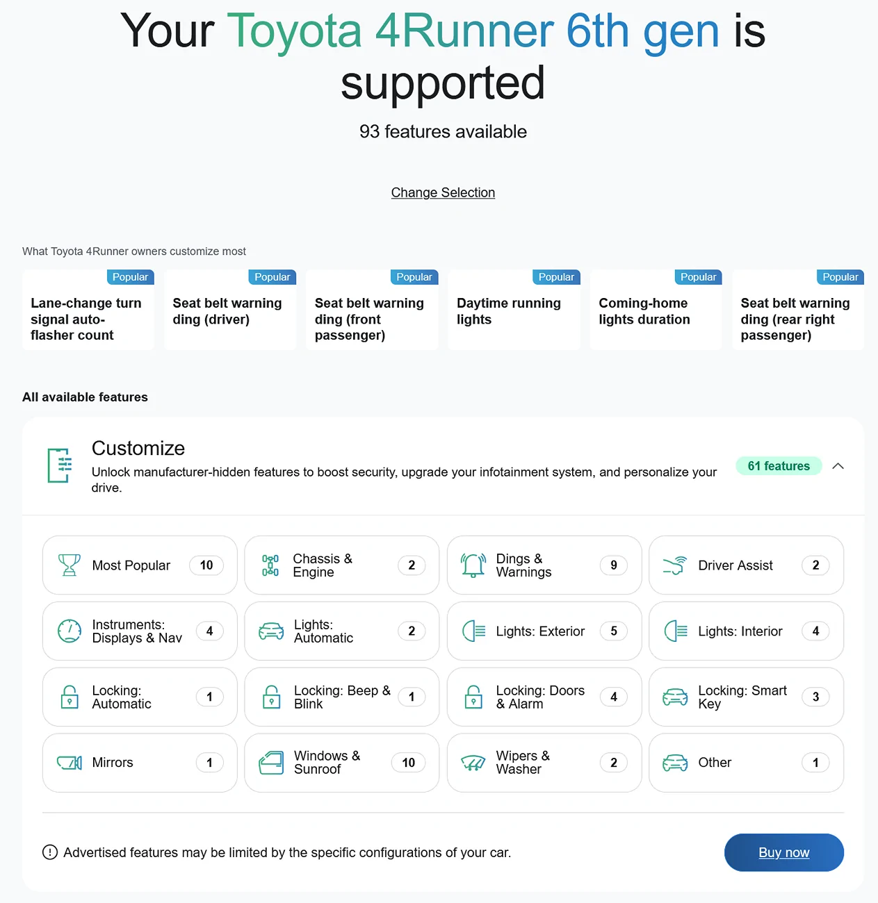 2025 2026 4runner 6th gen Carista Options / Settings for 2025+ 4Runner 6th Gen (screenshots) 1790206140522-2f