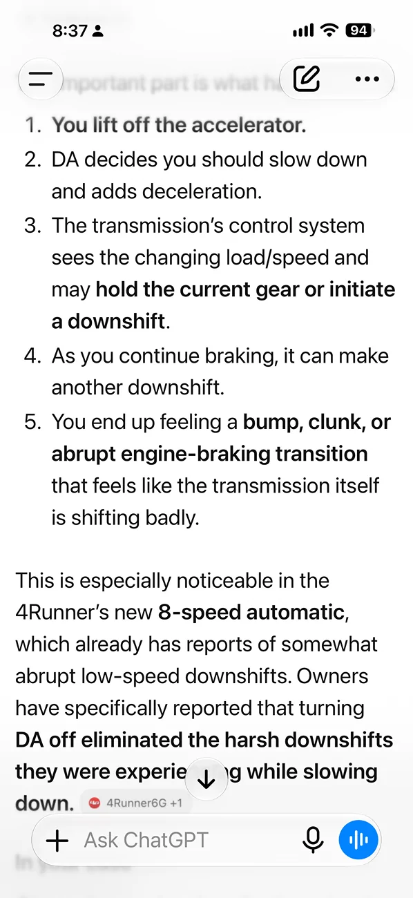 2025 2026 4runner 6th gen 6th 4Runner TRD Pro 1st - 2nd Gear Shift ISSUE IMG_2257