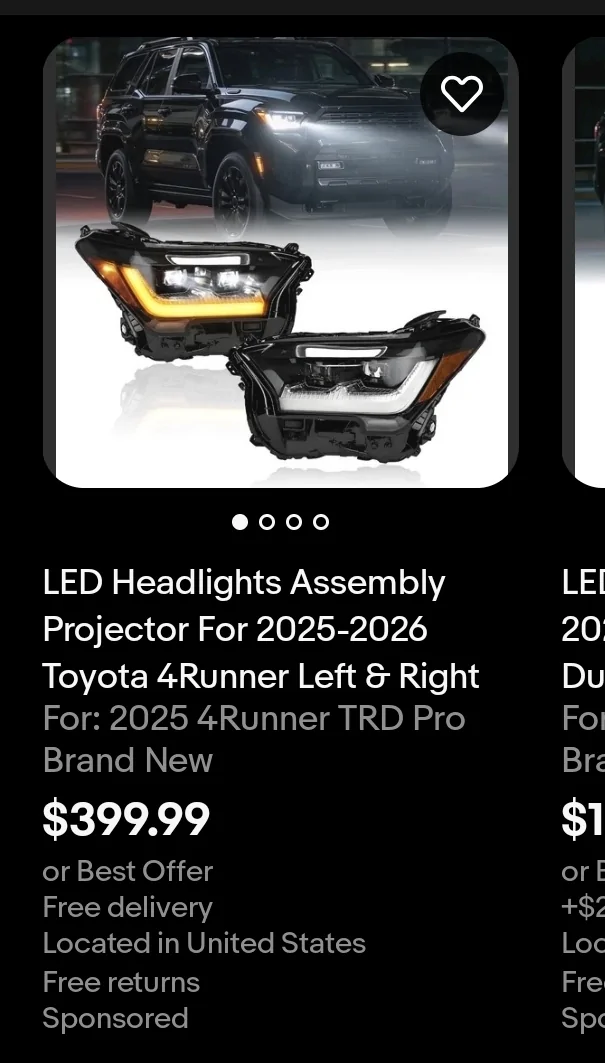 2025 2026 4runner 6th gen Aftermarket Headlamps Installed Screenshot_20261005_073149_eBay