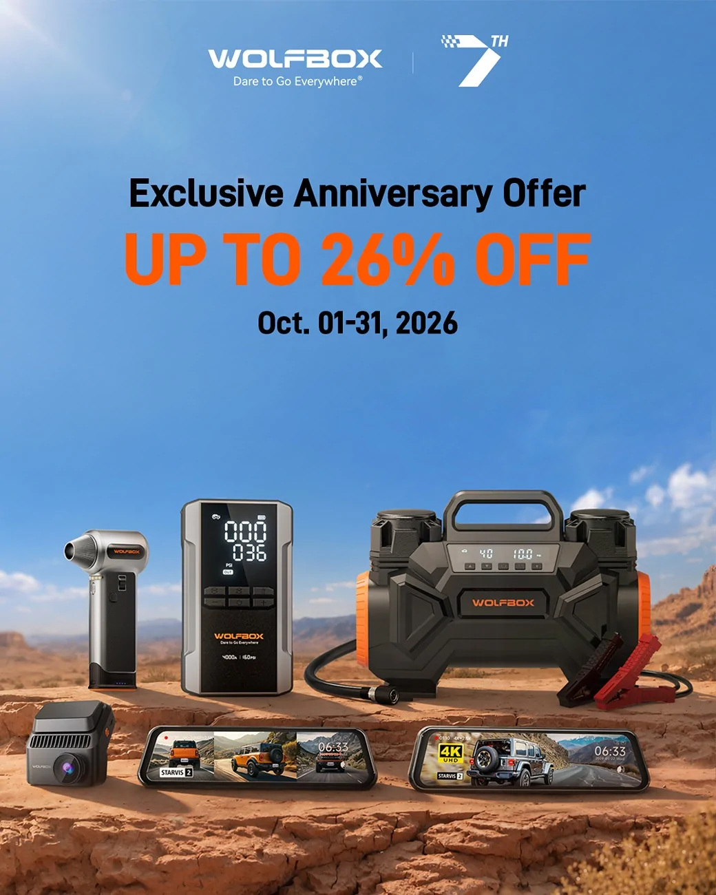 2025 2026 4runner 6th gen WOLFBOX 7th ANNIVERSARY SALE! 🎉 Big Savings Are Here! -越野场景-社媒通用