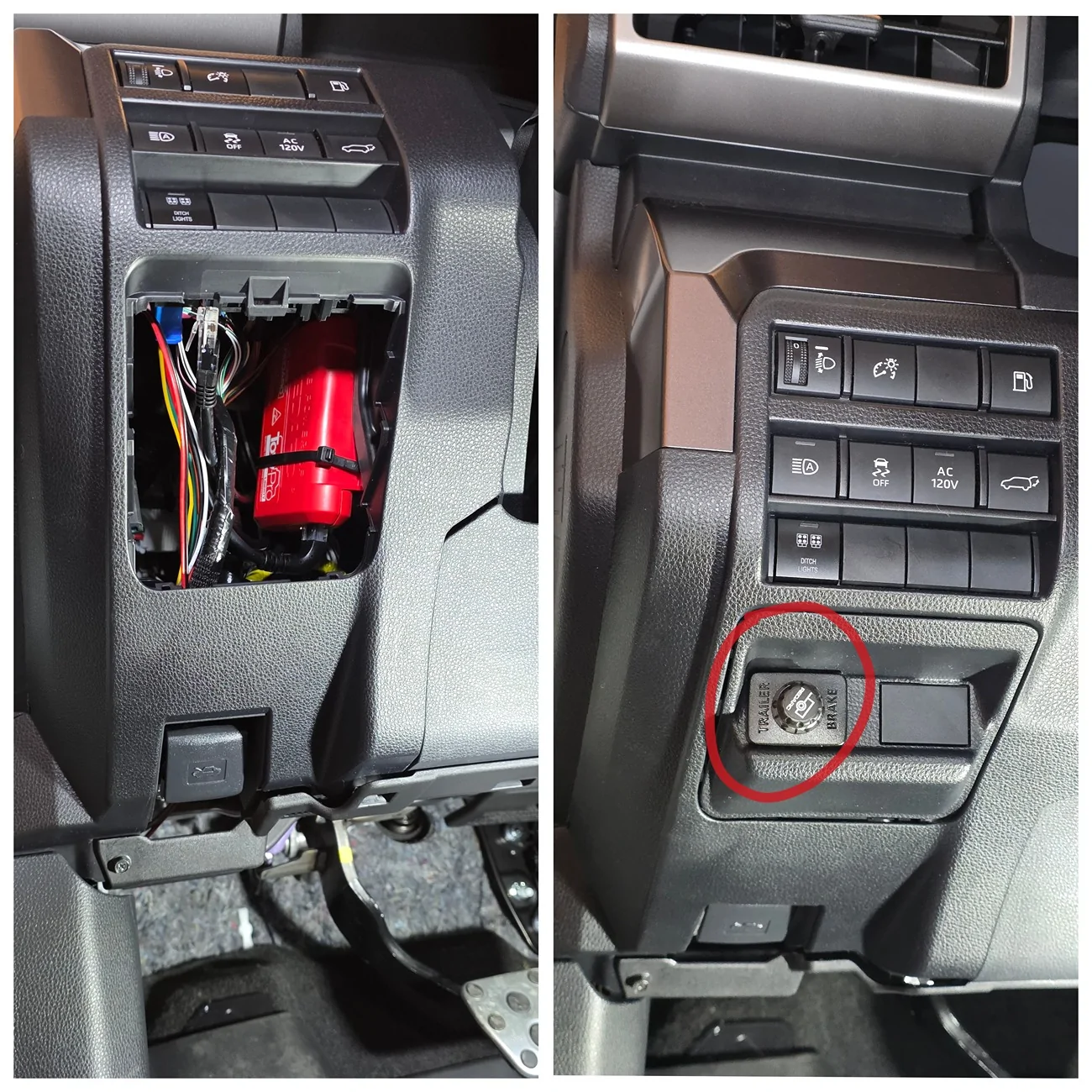 2025 2026 4runner 6th gen REDARC trailer tow brake controller harness & control knob installed GridArt_20260927_221924148