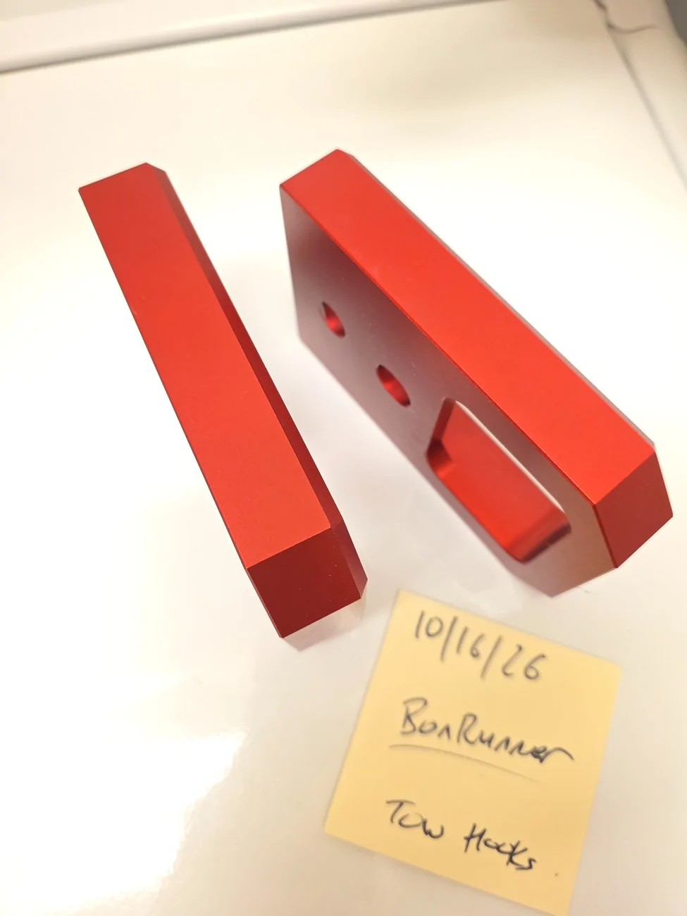 2025 2026 4runner 6th gen Front Red Aluminum Tow Hooks. 20261015_214206