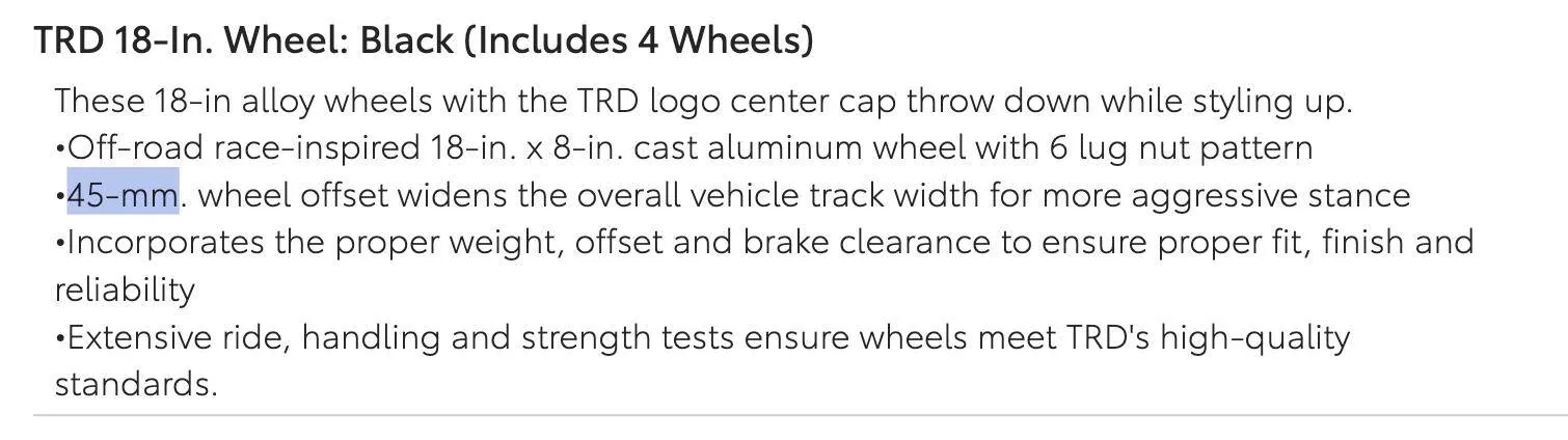 2025 4runner 6th gen Wheel Offset of 2025 TRD Pro 4Runner 6th gen factory 18" wheels? Screenshot 2025-01-28 at 1.15.51 PM