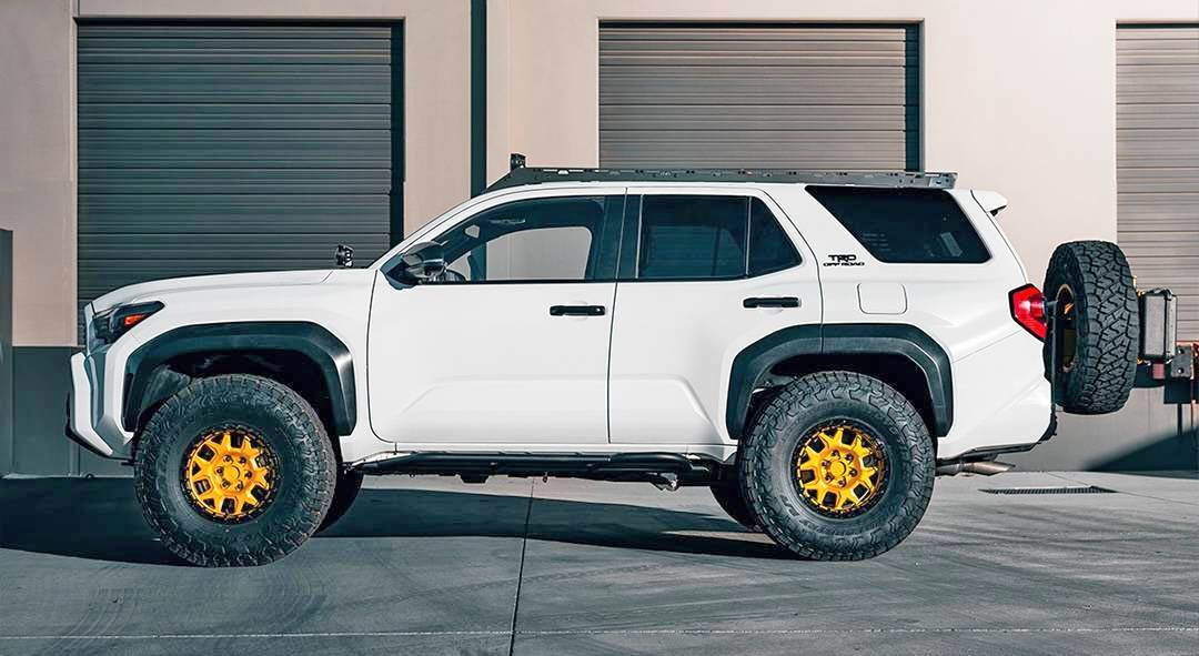 2025 4runner 6th gen 35's, Level Lift Kit, Aftermarket Wheels Volk TE37 on 2025 4Runner TRD Off-Road Build (Everest) by Mjmotorsports808 (6th Gen) designs-gold-wheels-lift-kit-35-22-tires-35s-2-