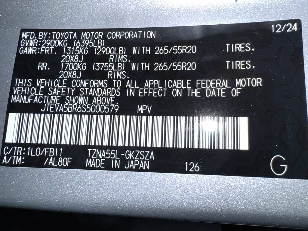 2025 4runner 6th gen Door Jamb Stickers: Payload Capacity & GVWR Numbers gvwr-sticker-2025-4runner-trd-sport-6th-gen-