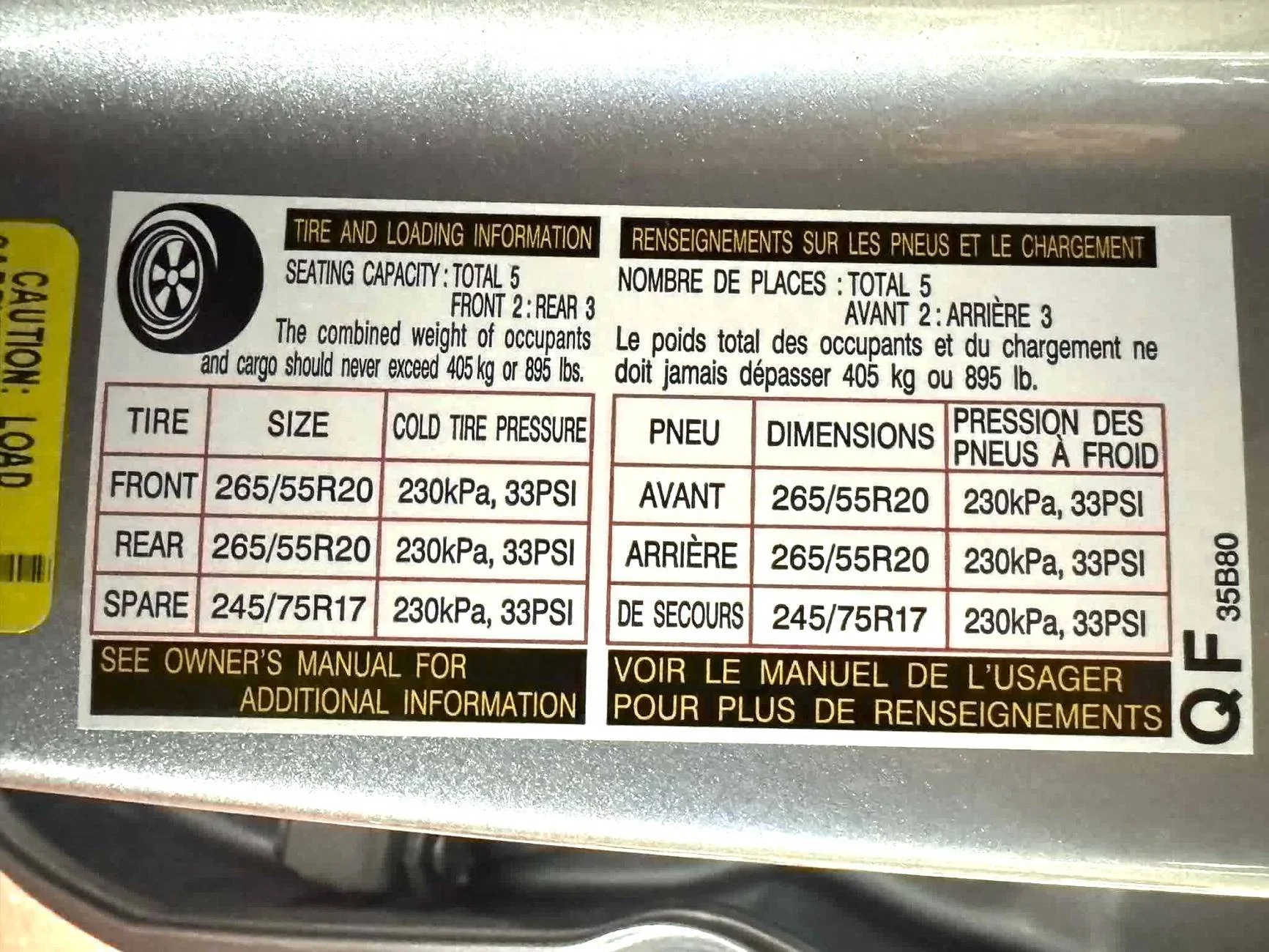 2025 4runner 6th gen Door Jamb Stickers: Payload Capacity & GVWR Numbers payload-sticker-2025-4runner-trd-sport-6th-gen-jpg