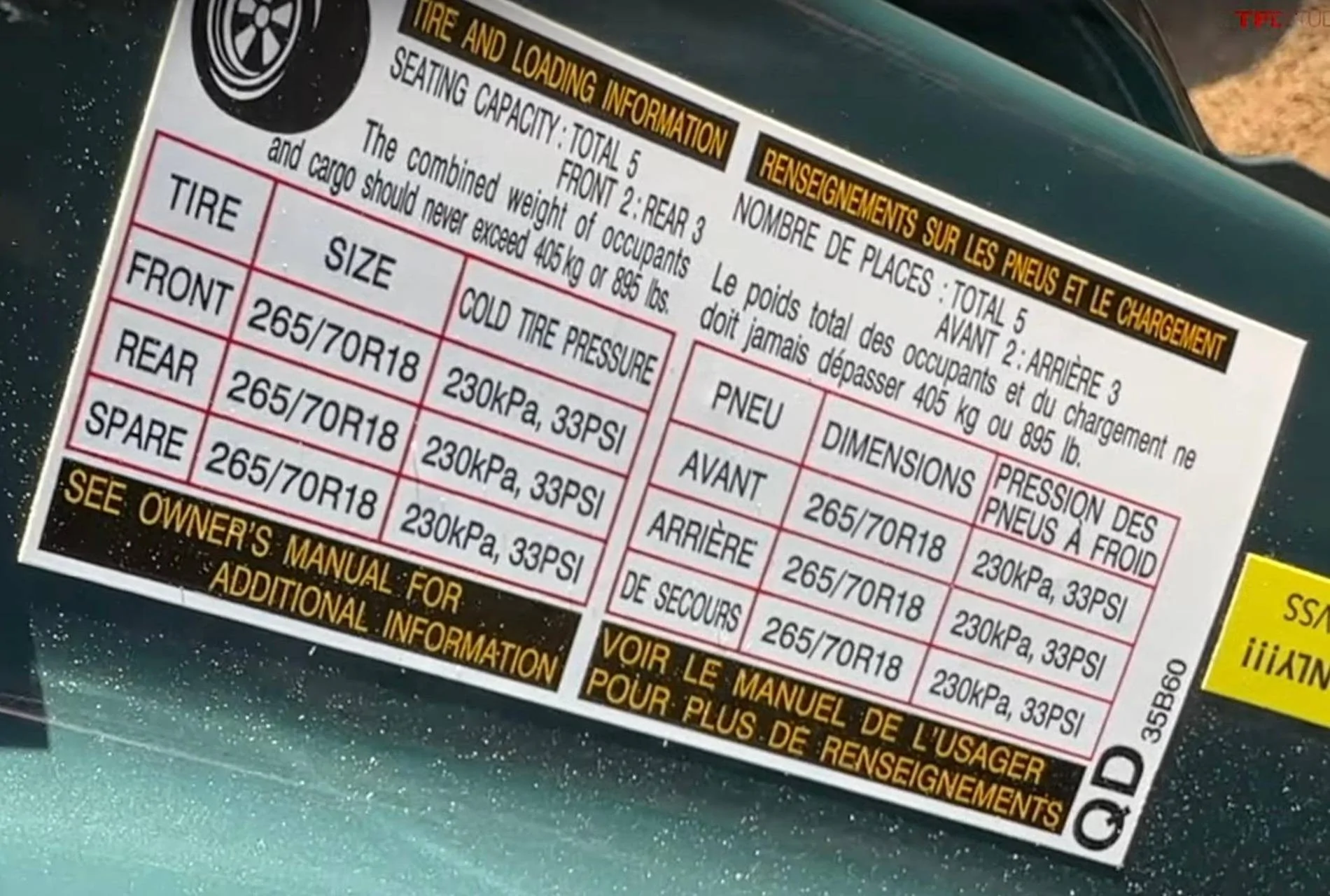 2025 4runner 6th gen Door Jamb Stickers: Payload Capacity & GVWR Numbers door sticker payload 2025 4Runner Trailhunter 6th gen