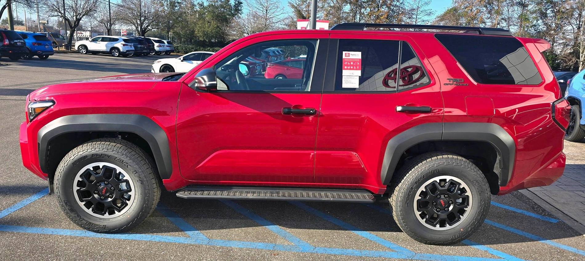 2025 4runner 6th gen Supersonic Red pops in the sun -- TRD Off-Road Premium w/ Black Softex Seats Supersonic Red TRD Off-Road PREMIUM 2025 4runner 6th gen exterior color 7