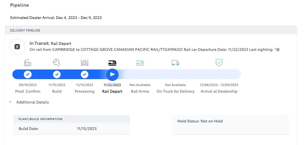 2025 4runner 6th gen Tracking Build Status / Allocation Location by VIN? 2023 Tundra Shipping Status