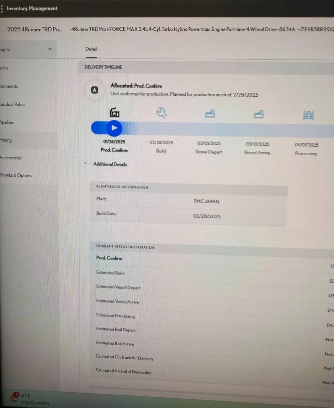 2025 4runner 6th gen 18 more days till my TRD Pro production starts IMG_5036