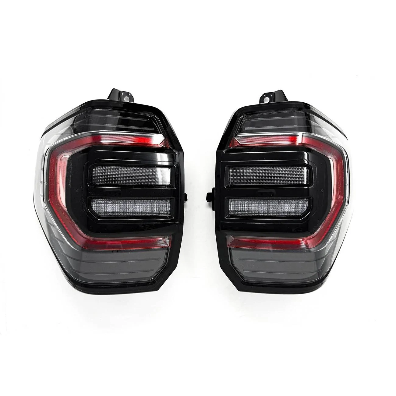 2025 4runner 6th gen OEM Premium / Upgraded / TRD Pro LED Taillights are plug-and-play upgrade install (clear outer lens version) OEM Upgraded Tail Lights black clear version 2