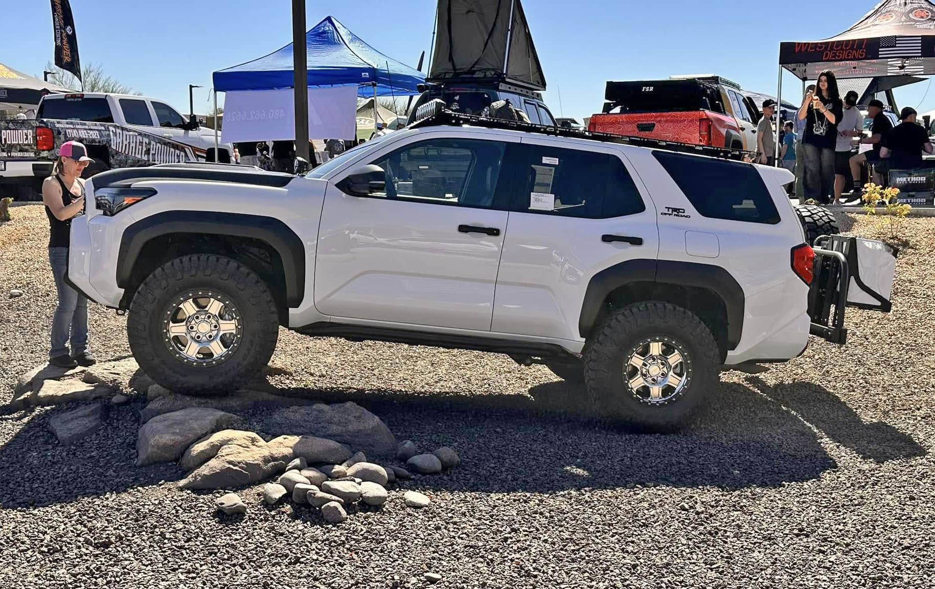 2025 4runner 6th gen 2025 4Runner 6th gen builds @ AZ 4Runner Outsiders event Aftermarket 2024 4Runner 6th gen build ice cap trd off-road carbon fiber hood 2