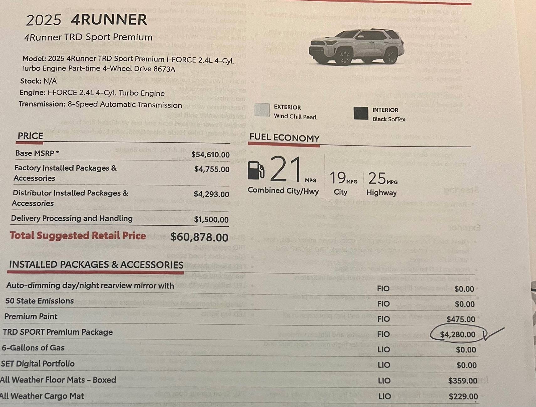 2025 4runner 6th gen TRD Sport Premium Package pricing IMG_1992