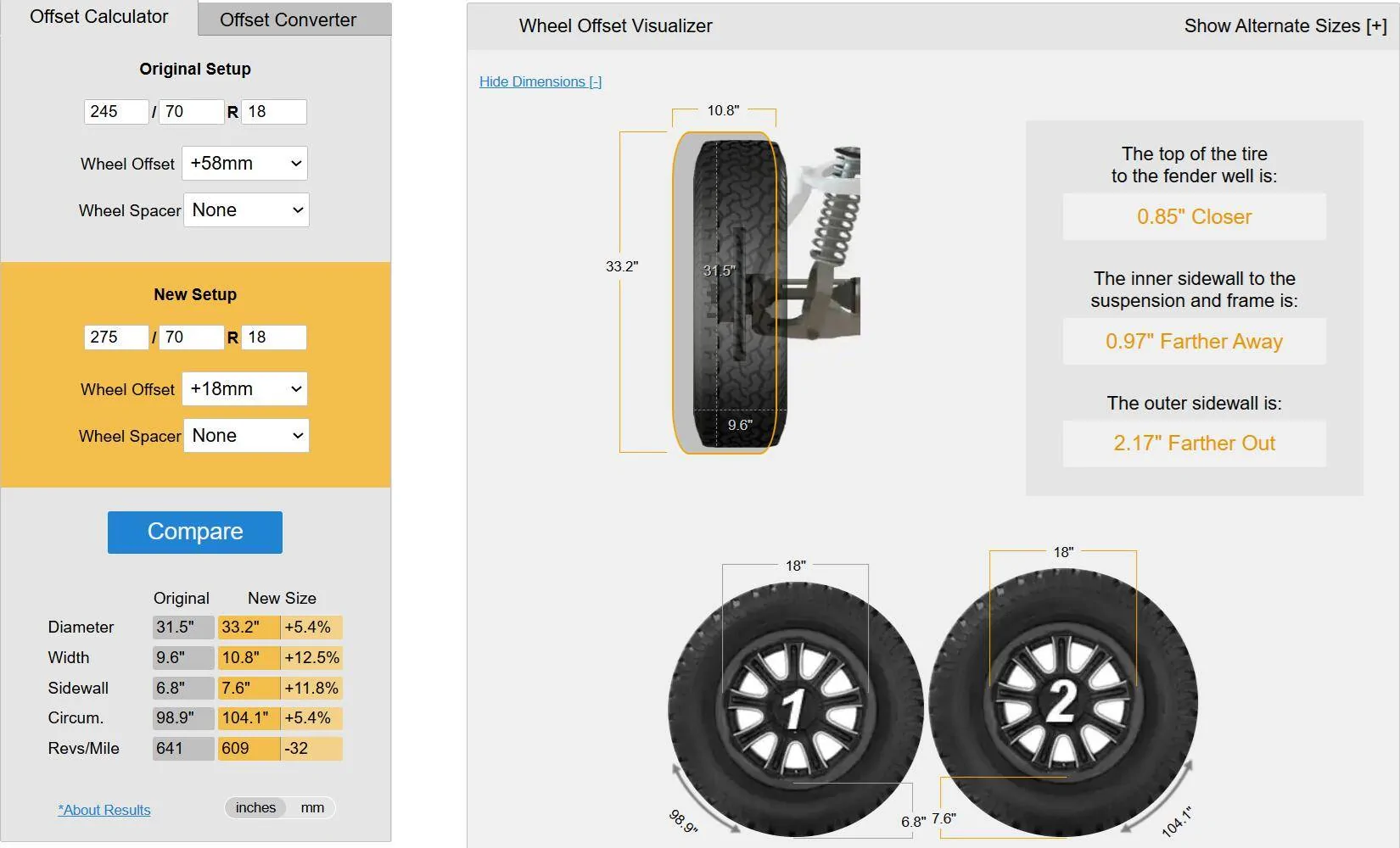 2025 4runner 6th gen Tire size calculator / visualizer website tiresize dot com 2