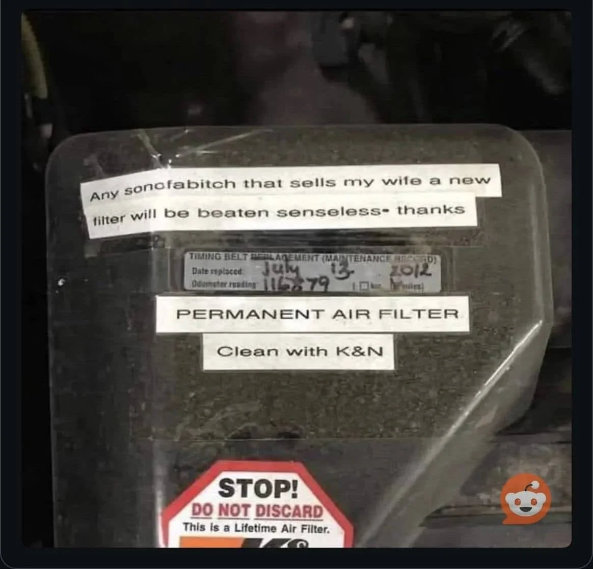 2025 4runner 6th gen Do not forget K&N air filter warning label!  LOL IMG_4974