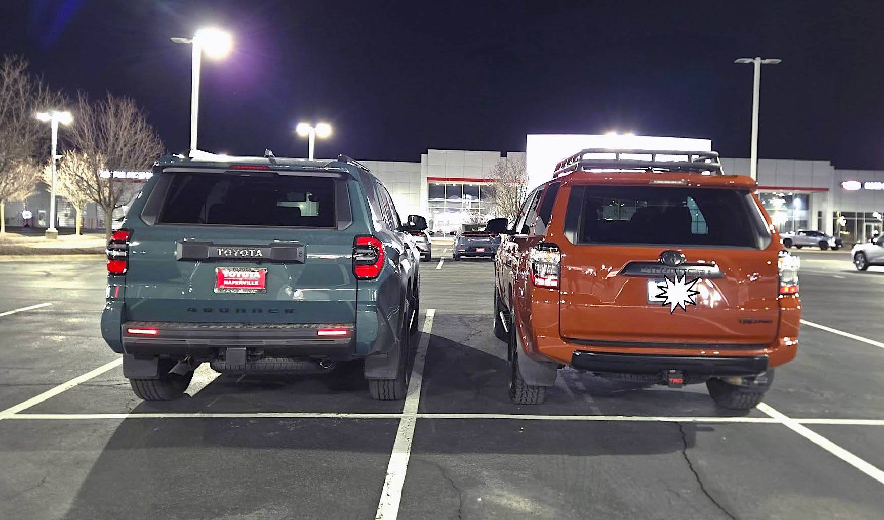 2025 4runner 6th gen 5th vs. 6th gen 4Runner side by side in dealer lot 5th vs. 6th gen 4Runner side by side in dealer lot 2