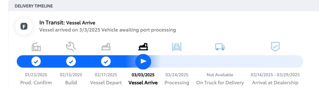2025 Toyota 4runner How-to: Track delivery status (from dealer provided spec sheet link) Screenshot 2025-03-14 121817