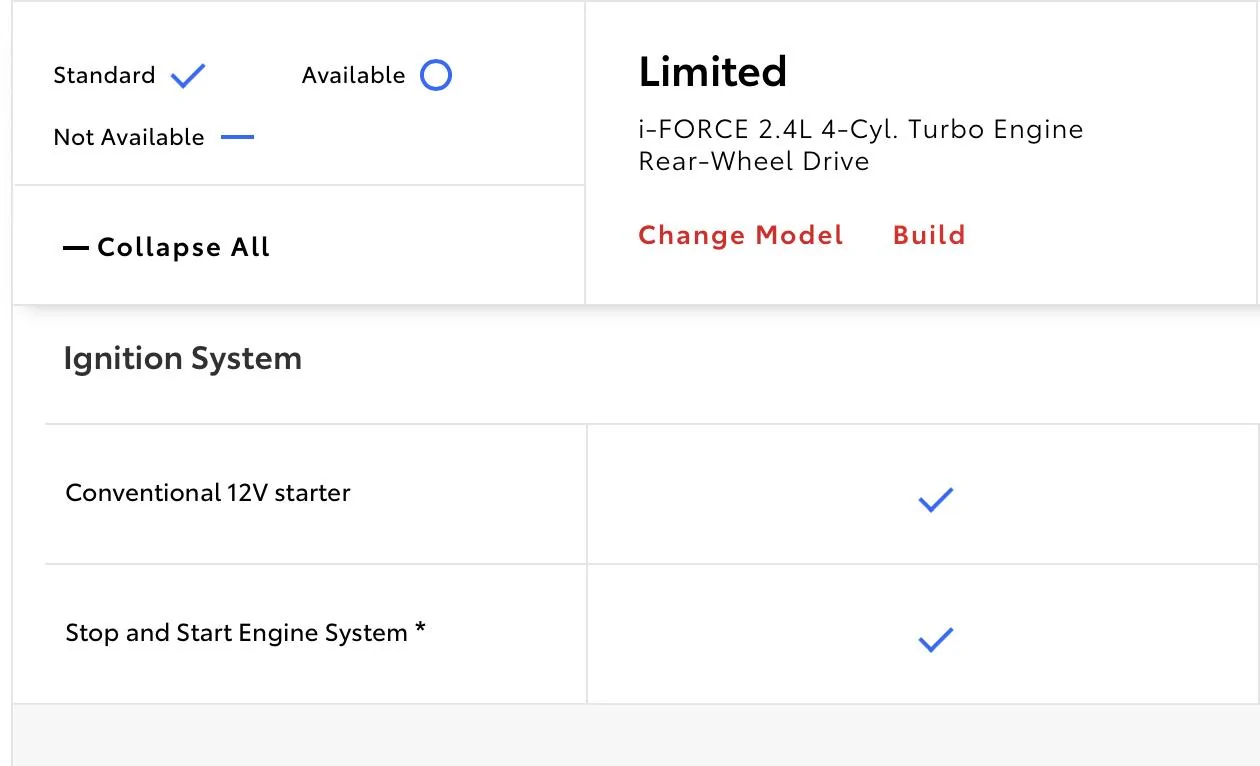 2025 Toyota 4runner Auto start/stop. I was told base SR5 2wd and 4wd have auto start stop but do not see the button? Screenshot 2025-03-16 at 2.26.05 PM