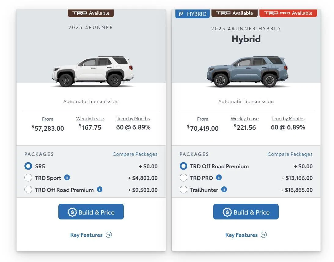 2025 4runner 6th gen Canada - Limited/Platinum disappeared from build tool? Screenshot 2025-04-01 192336