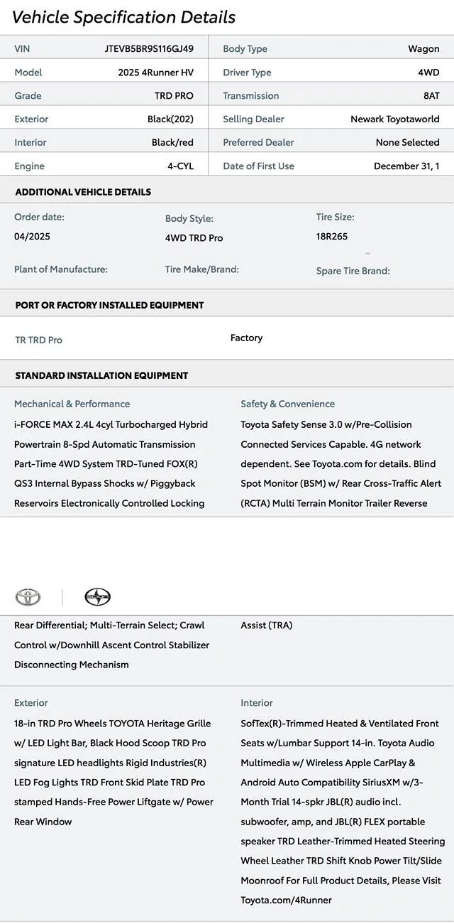 2025 Toyota 4runner Eastern US Dealers with TRD Pro allocations currently available @ MSRP (or below!) IMG_7378