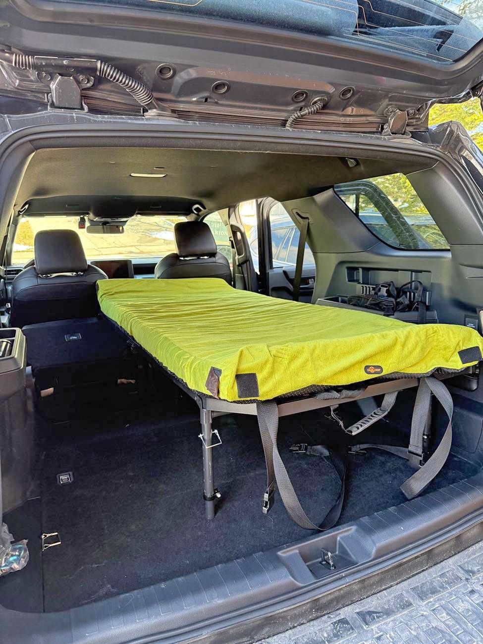 2025 4runner 6th gen Camping / sleeping bed in cargo area with Nokhu Gear Pack Rack platform & mattress IMG_2264